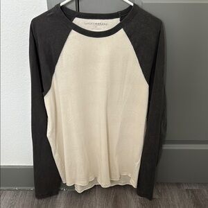 Never worn - Lucky Brand Black and Cream Long Sleeve Shirt